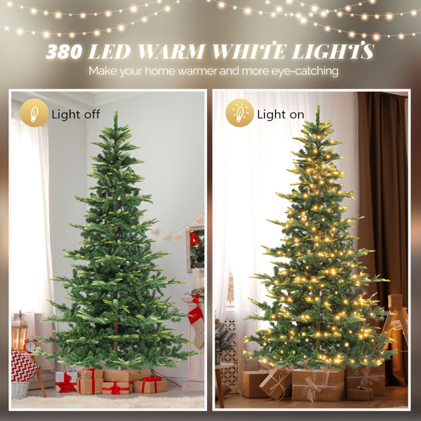 7.5ft Automatic Tree Structure PE PVC Material 700 Lights Warm Color 9 Modes With Remote Control 1458 Branches Christmas Tree Green S101