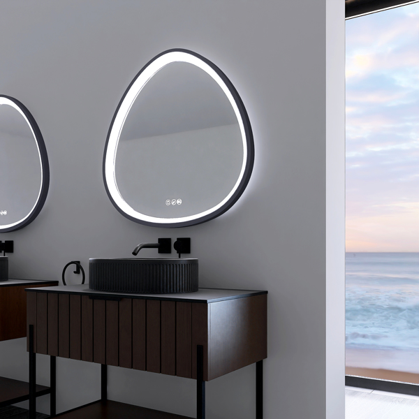 32 x 32 in. Gunmetal Grey Framed Dimmable Anti-Fog LED Bathroom Vanity Mirror