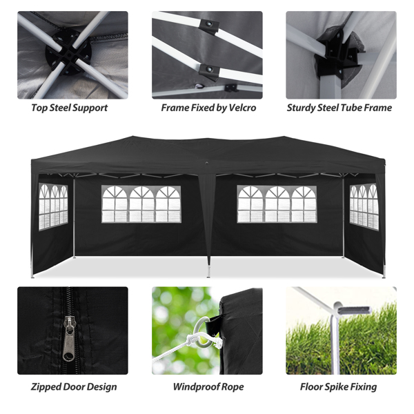 10×20 Party Tent Wedding Patio Gazebo,with 6 Removable Sidewalls & Carry Bag The Pop Up Canopy Tent, Anti-UV All Season Wind Waterproof Commercial Outdoor Wedding BBQ Events Party Tent