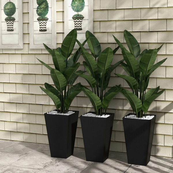 3 PCS Indoor Planters with Drainage Hole Black