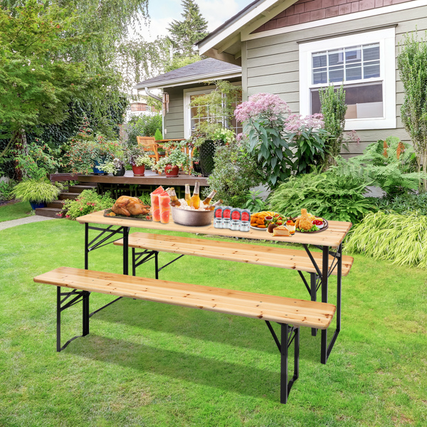 【Replace 28819587】Picnic Combo 3PCS Set, 5.8FT Wood Table and Bench Set