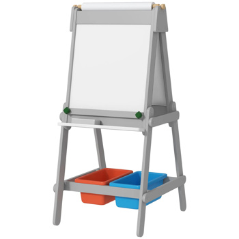 Easel for Kids, Art Easel w/ Paper Roll, Double Sided Whiteboard  Gray