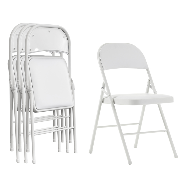 【Old Code：33292149】4pcs Elegant Foldable Iron & PVC Chairs for Convention & Exhibition White