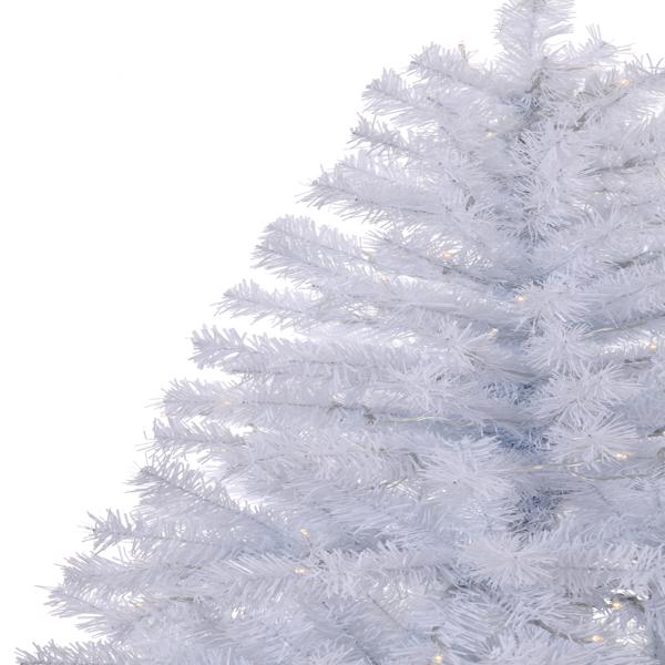 4 FT Pre-lit Artificial Christmas Tree, Hinged Xmas Pine Tree with 346 Branch Tips, 140 Lights and Remote Control for Holiday Party Office Home, White S001