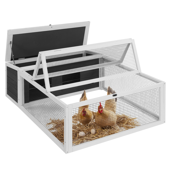 Chicken Coop with Run, 50in Rabbit Hutch Bunny Cage, Indoor Outdoor Tortoise House Habitat Guinea Pig Cage for Small Animals with Waterproof Asphalt & Openable Roof and Side Door