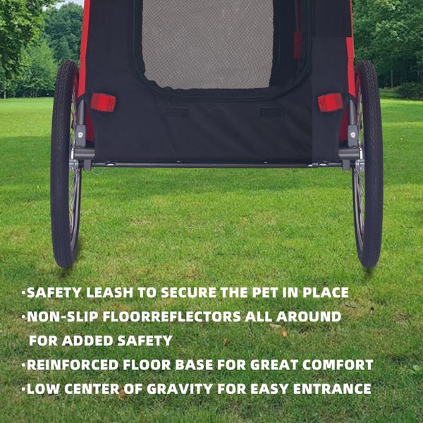 Dog Bike Trailer, Breathable Mesh Dog Cart with 3 Entrances, Safety Flag, 8 Reflectors, Folding Pet Carrier Wagon with 20 Inch Wheels, Bicycle Carrier for Medium and Small Sized Dogs