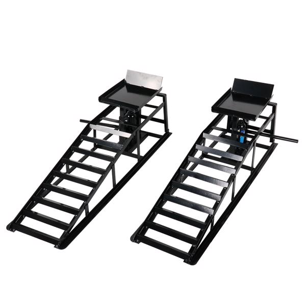 Hydraulic ramp elevator 5 Ton lift height 10-15 inches 1 set of 2 black iron MT034022 (Ban the sale of Amazon)(No support for returns without reason)