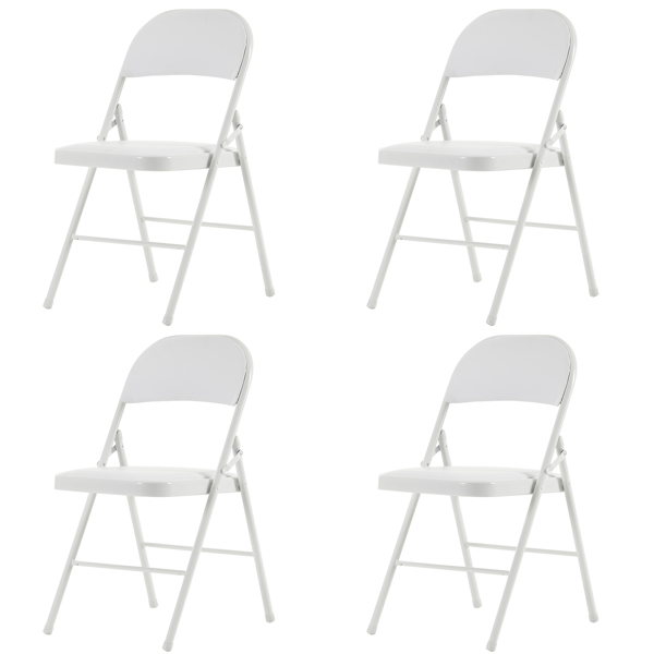 【Old Code：33292149】4pcs Elegant Foldable Iron & PVC Chairs for Convention & Exhibition White