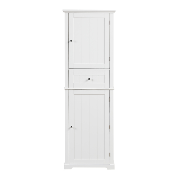 Tall Bathroom Storage Cabinet, Freestanding Storage Cabinet with Drawer and Adjustable Shelf, MDF Board with Painted Finish, White (Old Sku:WF312727AAK)