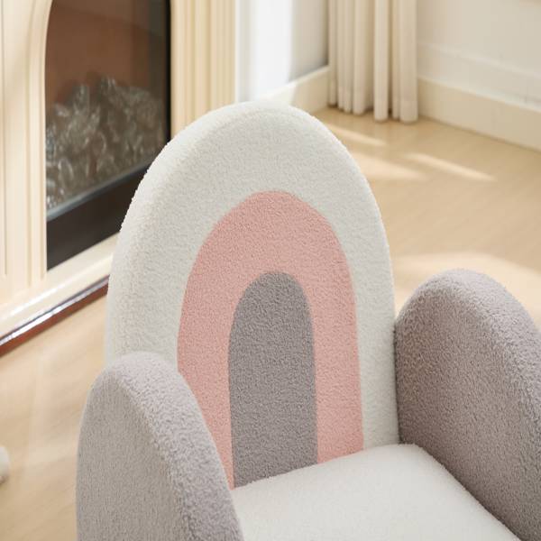 Chair Sofa, Toddler Fabric with Solid Wooden Frame,Rainbow Design