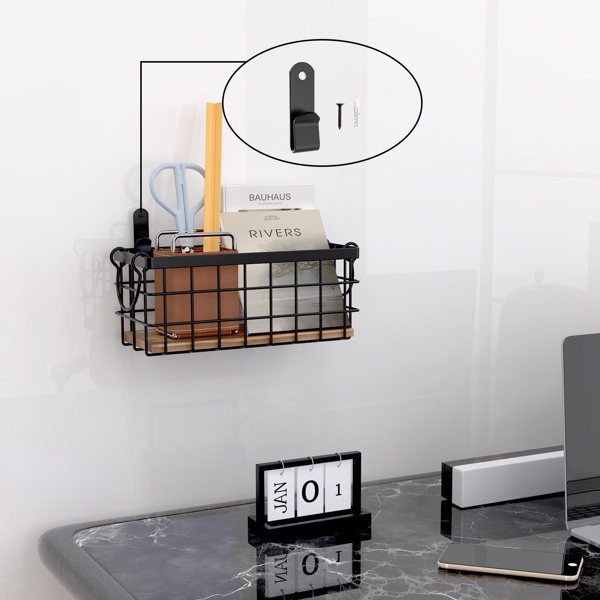 Wire Storage Baskets Household Metal Wall-Mounted Containers Organizer Bins for Kitchen Bathroom, Countertop Storage Basket, Wardrobe Organizers, Pantry Laundry Room Cabinets Garage Shelf (3 Pack)FBA