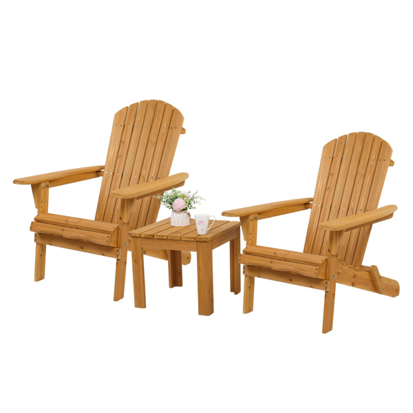 【Replace 57738306】Folding Wooden Adirondack Lounger Chair with Natural Finish