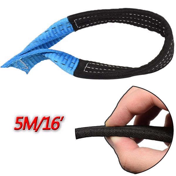 8T 16' 5M Tow Rope Heavy Duty Towing Pull Strap Road Recovery Two Shackles Chain