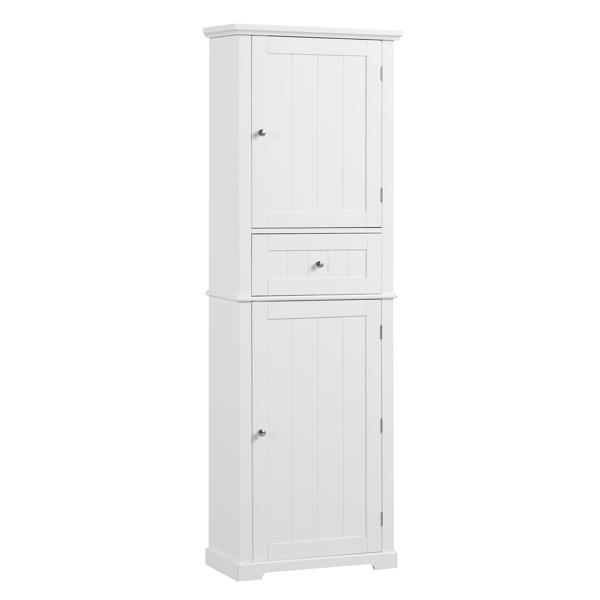 Tall Bathroom Storage Cabinet, Freestanding Storage Cabinet with Drawer and Adjustable Shelf, MDF Board with Painted Finish, White (Old Sku:WF312727AAK)