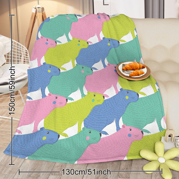 Colorful Capybara Flannel Blankets Capybara Rodent Animal Blankets for Bed Sofa Couch Super Soft Lightweight Animal Blanket 75*100cm