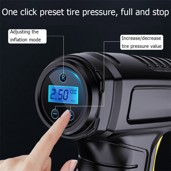 Wireless Charging Handheld Air Pump with Smart Digital Display, Portable Small Electric Tire Pump Car Inflator