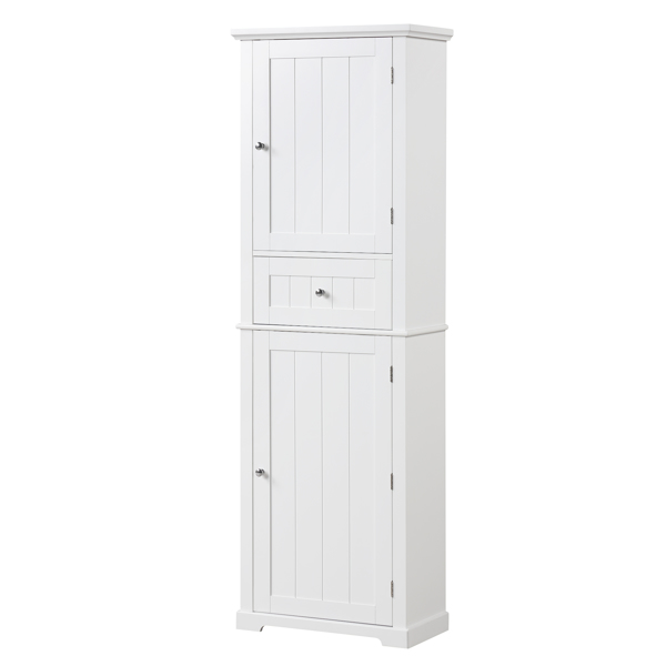 Tall Bathroom Storage Cabinet, Freestanding Storage Cabinet with Drawer and Adjustable Shelf, MDF Board with Painted Finish, White (Old Sku:WF312727AAK)