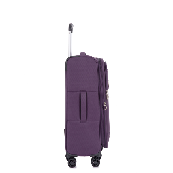 3-Piece Set (18/Travelbag/toiletry bag) ,Softshell Suitcase Spinner Wheels Terylene Polyester Luggage Sets Carry On Suitcase Luggage Lightweight Durable Suitcase  PURPLE