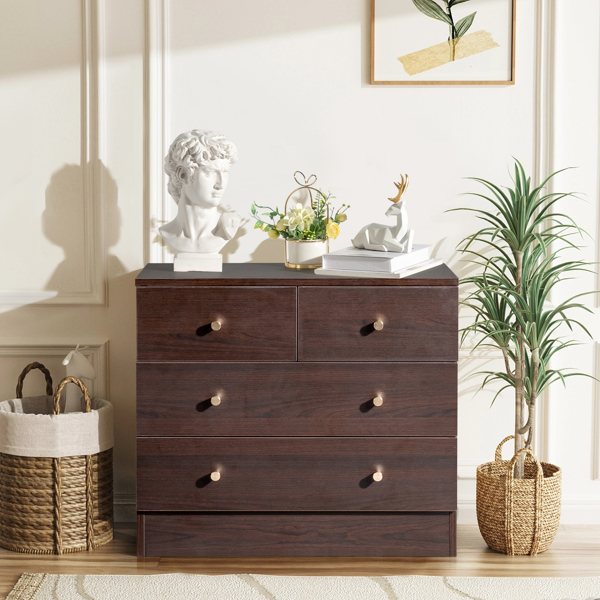 Modern Simple 4-Drawer Dresser Nightstand Brown