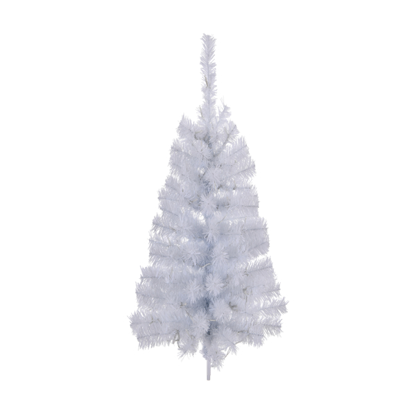 4 FT Pre-lit Artificial Christmas Tree, Hinged Xmas Pine Tree with 346 Branch Tips, 140 Lights and Remote Control for Holiday Party Office Home, White S001