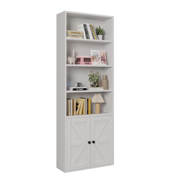 FCH 4-layer with 2 doors double Z shape melamine board 60*23.5*180cm display cabinet white