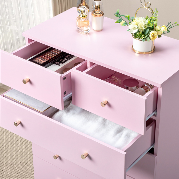 Modern Simple 6-Drawer Dresser Pink