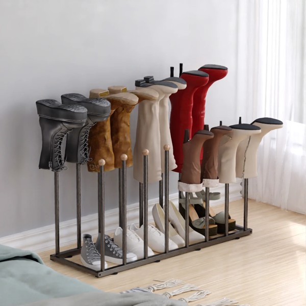 Boot Rack Organizer for 8 Pairs, Free Standing Boot Storage Metal Shoe Rack Fit for Tall Boots