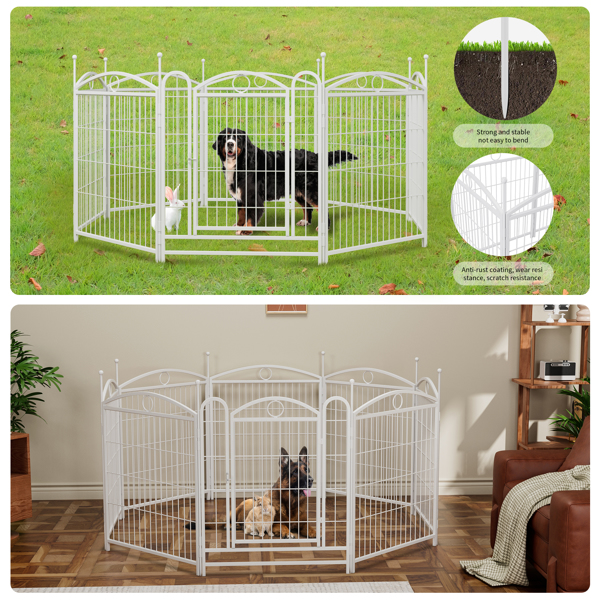 Dog Playpen Indoor 32 inch 8 Panels Metal Dog Pen Pet Dog Fence Outdoor Exercise Pen with Doors, Heavy Duty Dog Fence Puppy Pen for Large Medium Small Dogs Indoor Outdoor Foldable Pet Exercise Pen