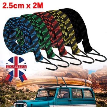 5XHeavy Duty Elastic Luggage Bungee Rope Cords Strap Strong Hook Car&Bike Tie UK