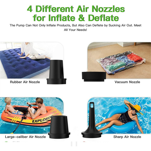 Portable Electric Air Pump, 3600mAh, Air Mattress Pump With 4 Nozzles, Ultra-high Inflation Rate Of 450l/min, Suitable For Air Mattress, Pool Toys