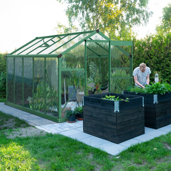 6x10ft Hybrid Polycarbonate Greenhouse Green