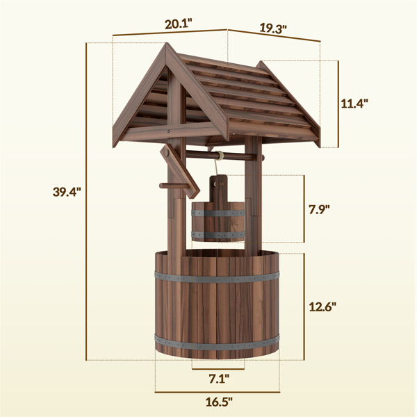 Garden Bed、 Wooden Wishing Well 