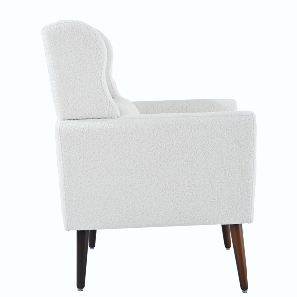 Modern Chair,Teddy Fabric Living Room Chairs Comfy Reading Chair,Mid Century Chair, Lounge Arm Chairs Armchair for Living Room Bedroom (White)