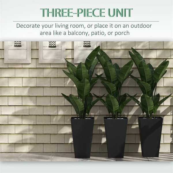 3 PCS Indoor Planters with Drainage Hole Black