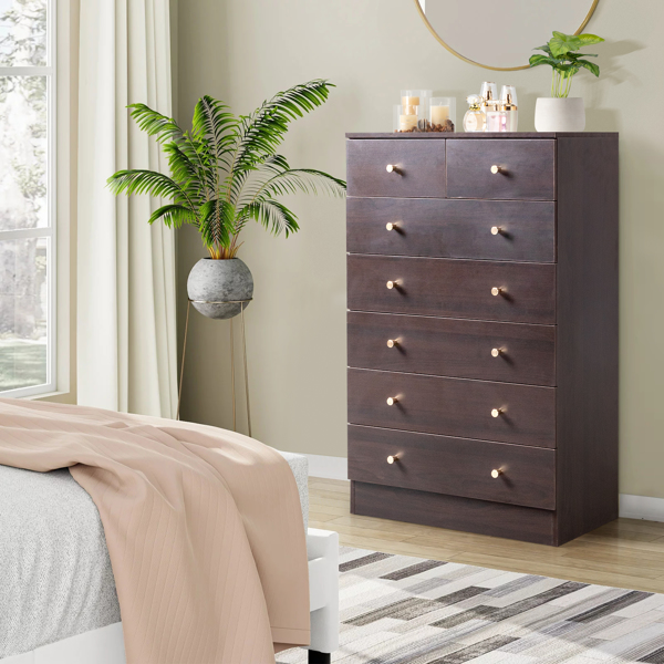 Modern Simple 7-Drawer Dresser Brown