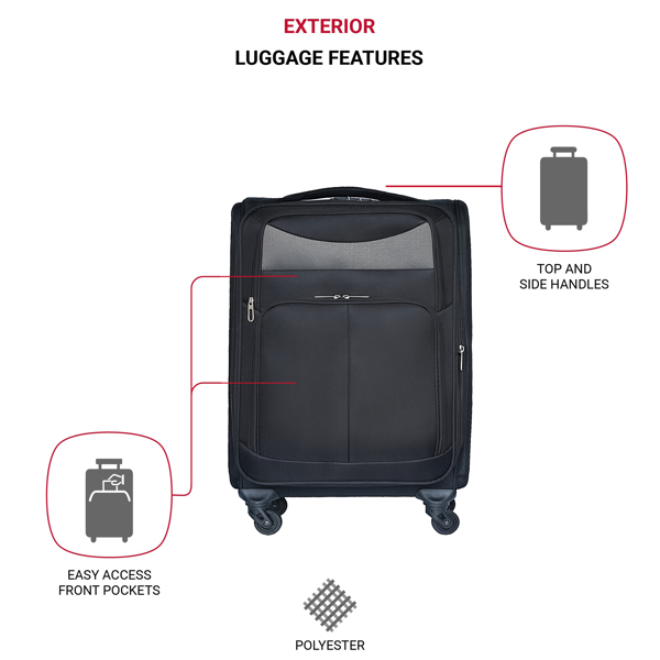 20 inch suitcase black