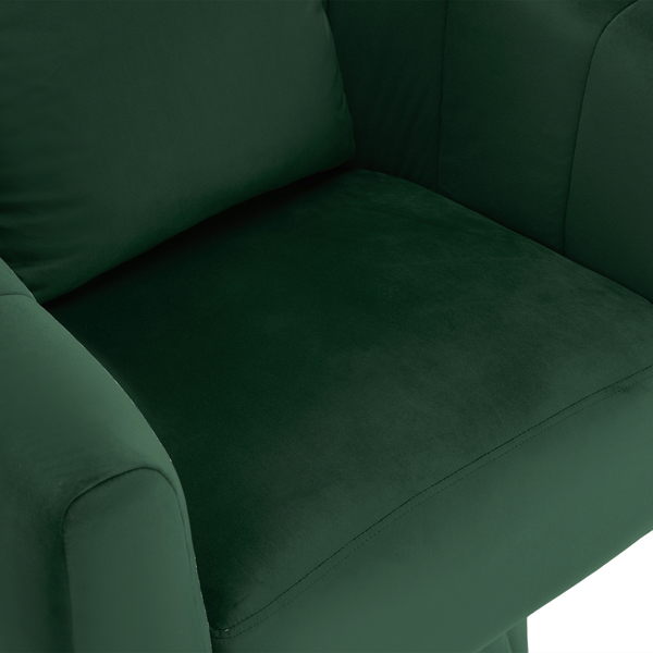 360° Swivel Accent Chair, Modern Velvet Fabric Living Room Armchair with Fluffy Cushions, Comfy Wide Upholstered, Barrel Accent Chairs for Living Room, Bedroom, Lounge, Office Green