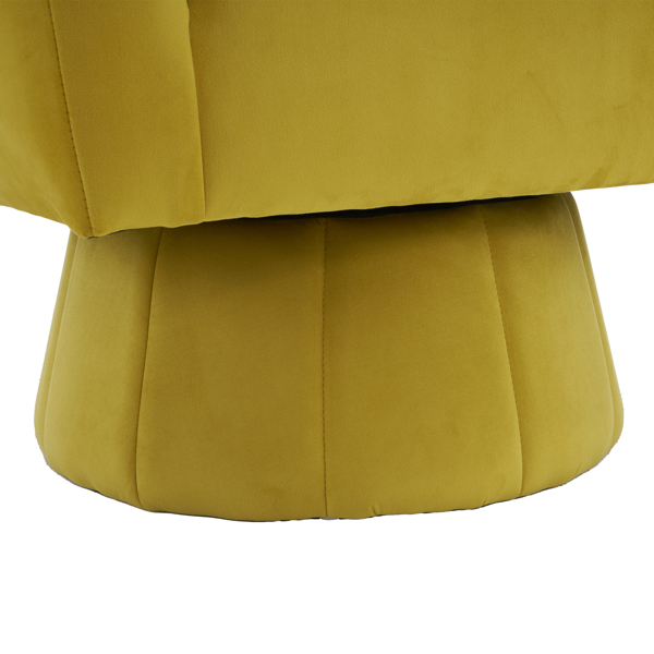 360° Swivel Accent Chair, Modern Velvet Fabric Living Room Armchair with Fluffy Cushions, Comfy Wide Upholstered, Barrel Accent Chairs for Living Room, Bedroom, Lounge, Office Yellow