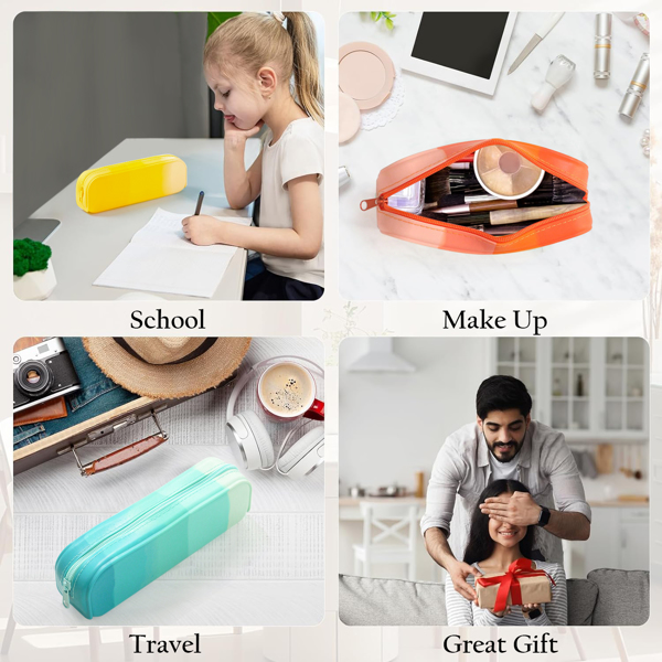 4-piece pencil case, pencil case, silicone waterproof pencil case, suitable for school office supplies