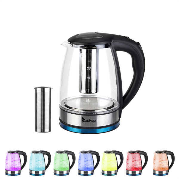 [Same model: 22701299]ZOKOP HD-1861-A 220V 2000W 1.8L Electric Glass Kettle UK Plug