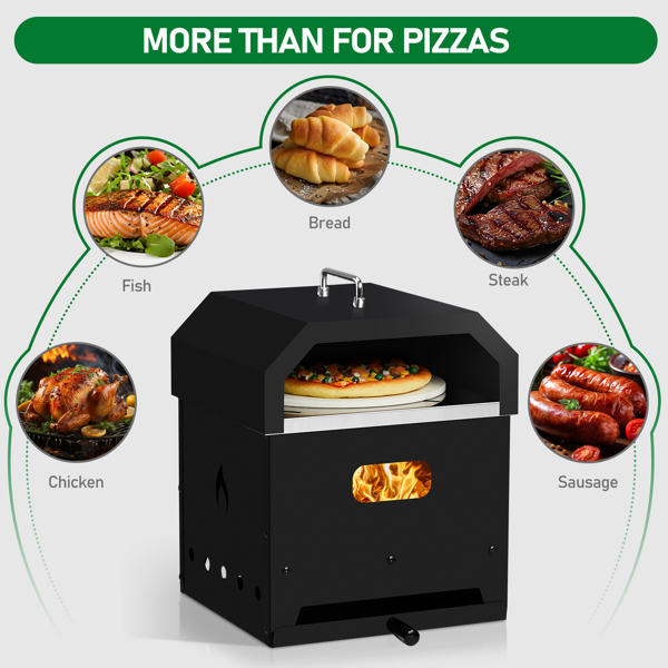 Outdoor Pizza Oven 4 in 1 Wood Fired 2-Layer Detachable Outside Ovens with Pizza Stone, Cooking Grill Grate