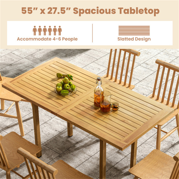 55 "x 27.5" rectangular teak tabletop