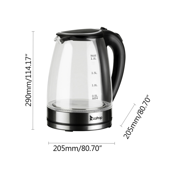 ZOKOP HD-1857-A 220V 2200W 1.8L Electric Glass Kettle EU Plug