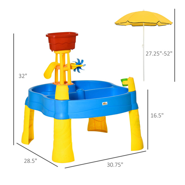 2 in 1 cover sandbox with outdoor umbrella and multiple toys