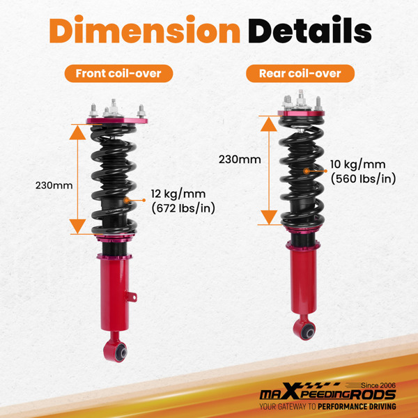 MaXpeedingrods Coilovers Shocks For Lexus GS300 98-05 GS400 98-00 GS430 01-05