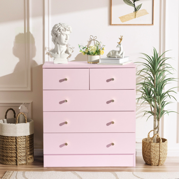 Modern Simple 5-Drawer Nighstand Dresser Pink