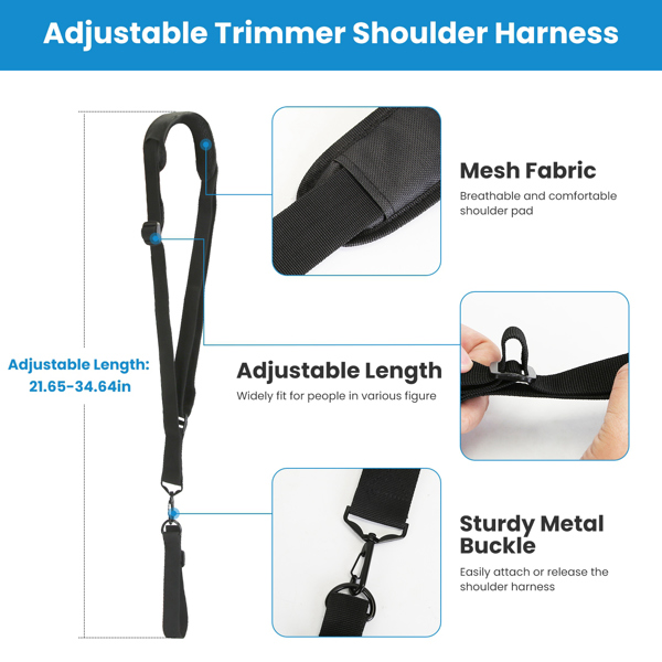 Ergonomic Trimmer Handle Grip with Shoulder Strap Universal Fit Lawn Trimmer Extension Handle with Bracket Clamp String Trimmer Handle for Lawn Care Landscaping Yard Edging