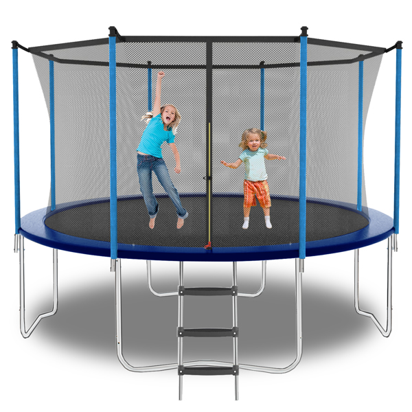 12ft Blue Outdoor Toddler Trampoline with Enclosure Safety Net Jumping Fun Trampoline, heavy-duty jump pads, spring-loaded for children and adults,  Gifts for Boys/Girls