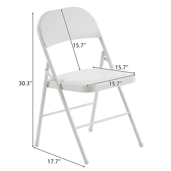 【Old Code：33292149】4pcs Elegant Foldable Iron & PVC Chairs for Convention & Exhibition White