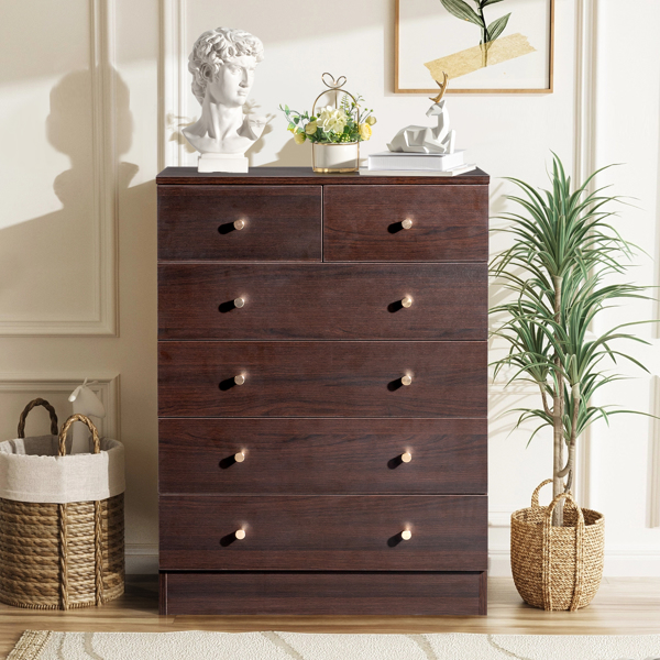 Modern Simple 6-Drawer Dresser Brown